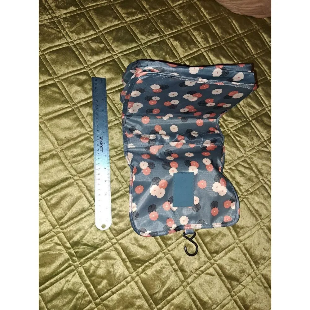 NEW Tri-fold Toiletry Travel Bag with plastic bottles and waterproof shower bag